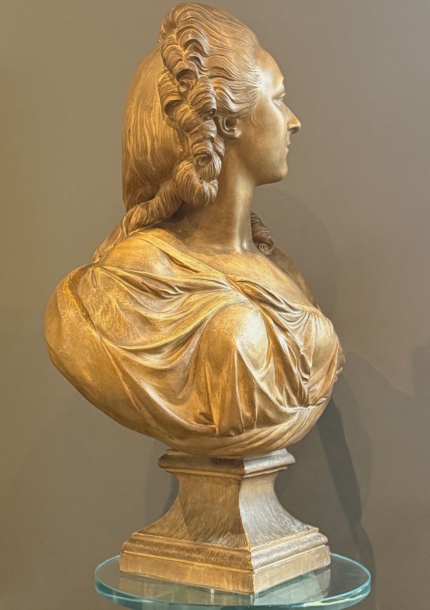 Augustin Pajou, Important Terracotta Bust Sculpture Of The Countess Du Barry, 19th Century-photo-1