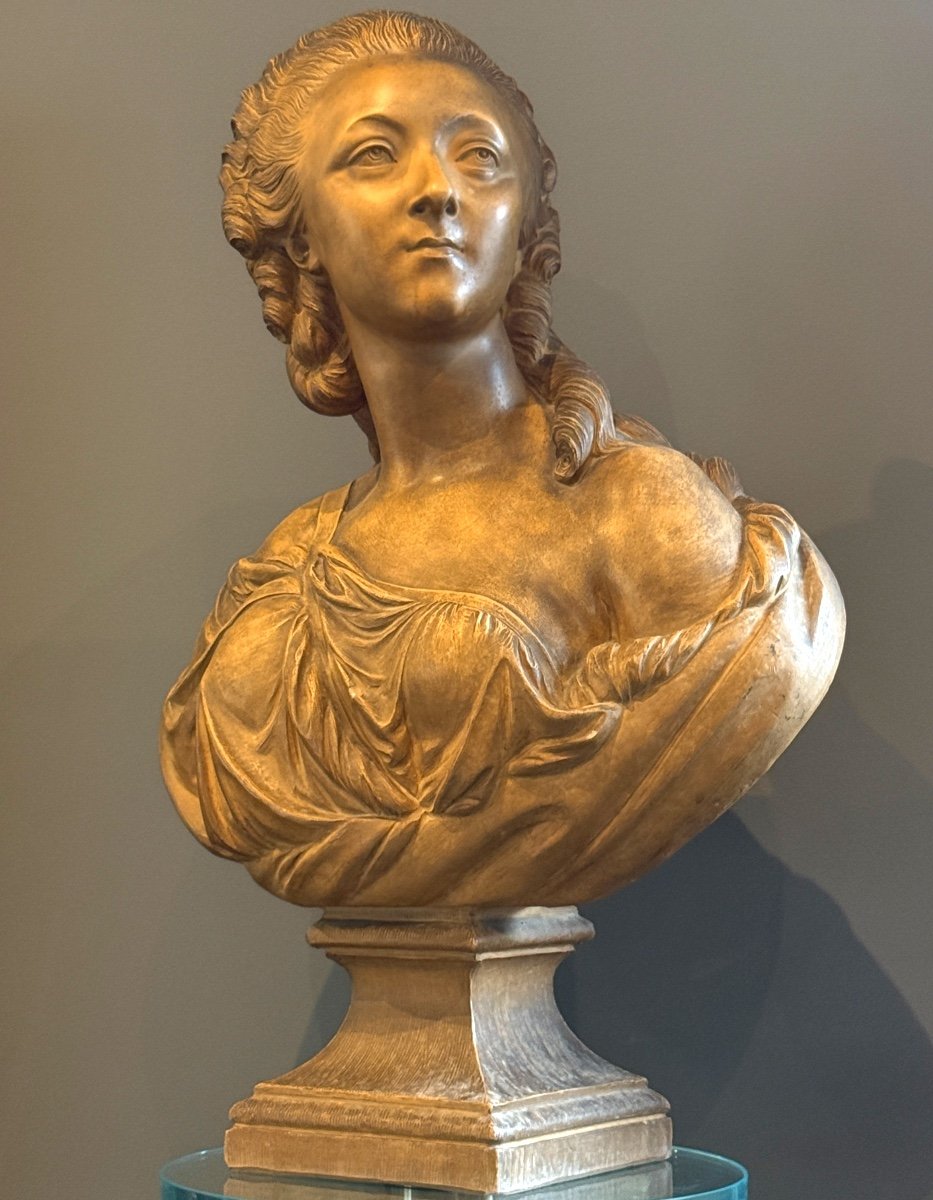 Augustin Pajou, Important Terracotta Bust Sculpture Of The Countess Du Barry, 19th Century-photo-5