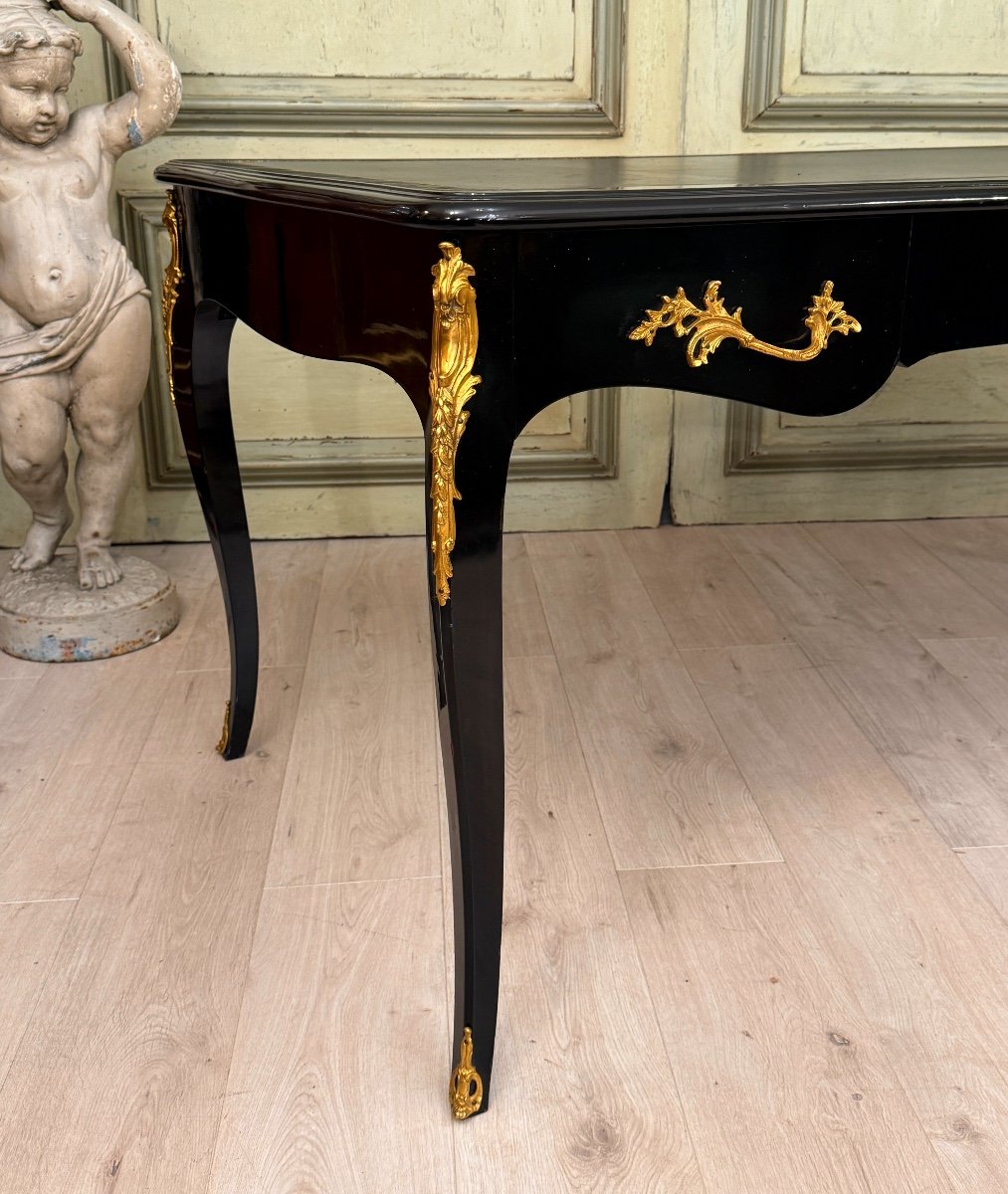 Maison Jansen, Louis XV Style Black Lacquered Desk Circa 1940-1950 -photo-1