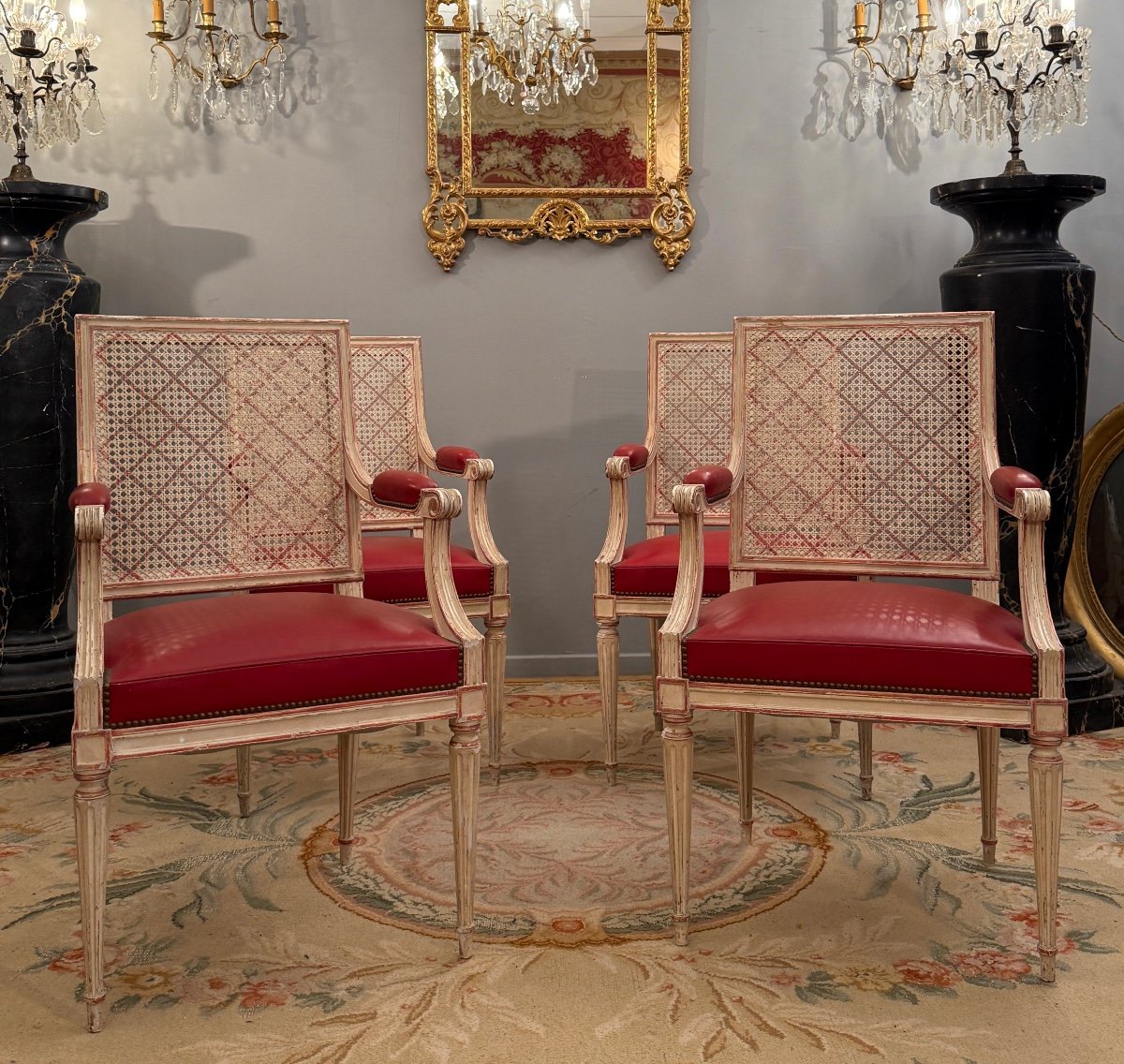 Suite De Quatre Fauteuils De Style Louis XVI Vers 1930-photo-2