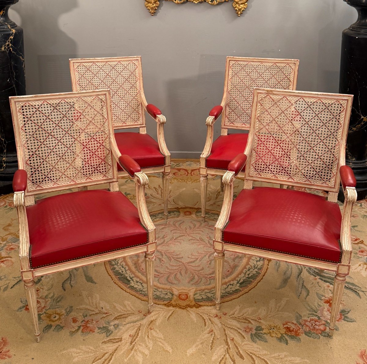 Suite De Quatre Fauteuils De Style Louis XVI Vers 1930-photo-3