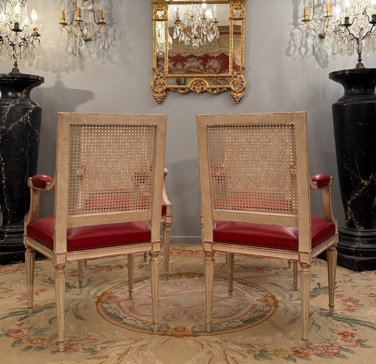 Suite De Quatre Fauteuils De Style Louis XVI Vers 1930-photo-4