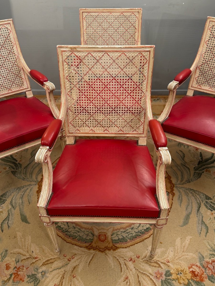 Suite De Quatre Fauteuils De Style Louis XVI Vers 1930-photo-2