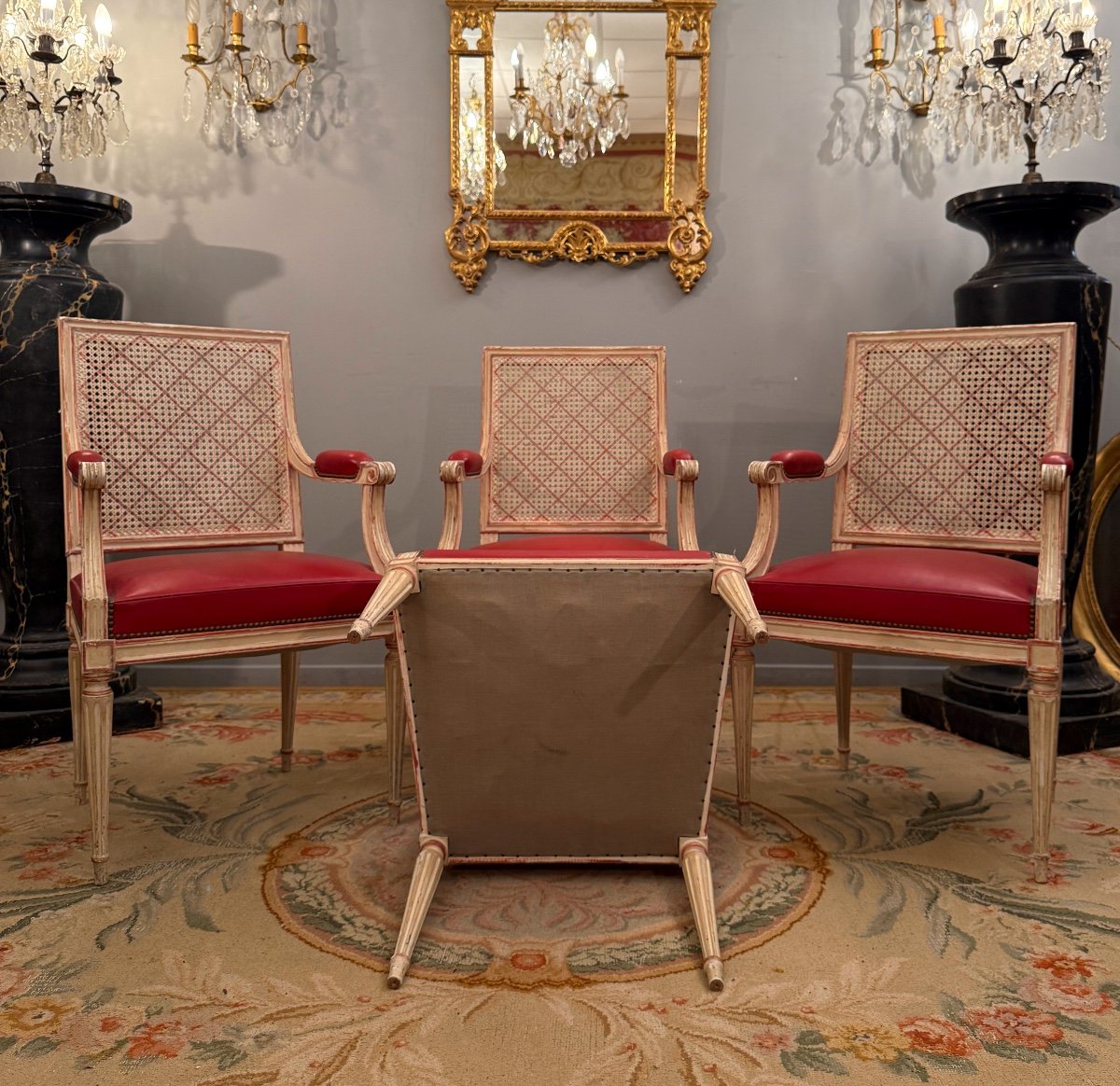 Suite De Quatre Fauteuils De Style Louis XVI Vers 1930-photo-3