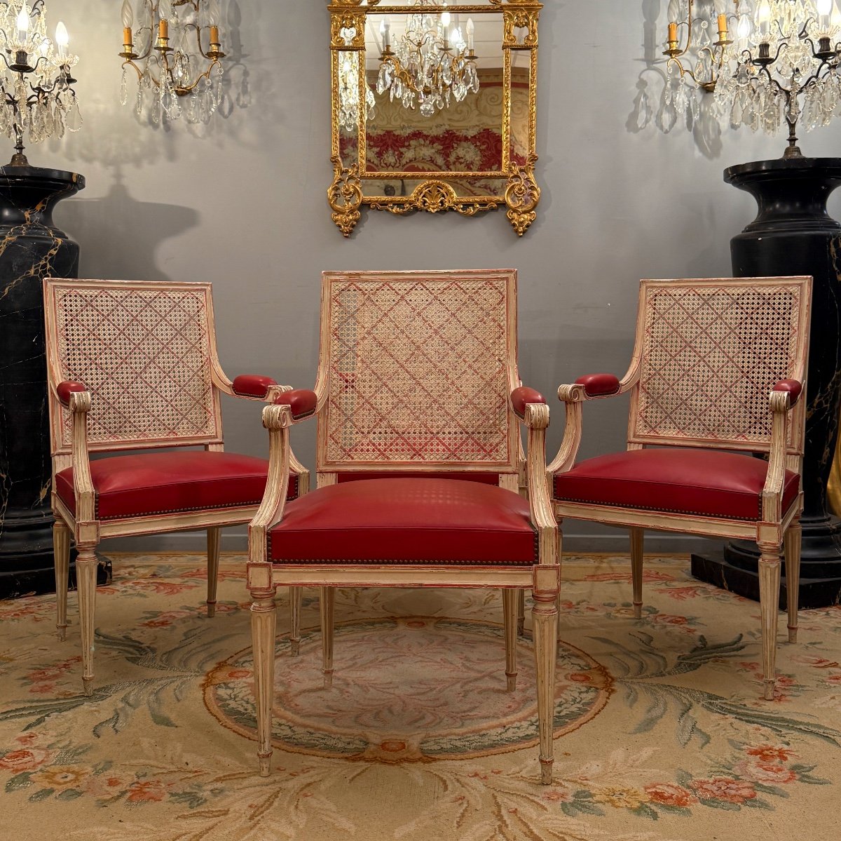 Suite De Quatre Fauteuils De Style Louis XVI Vers 1930-photo-4