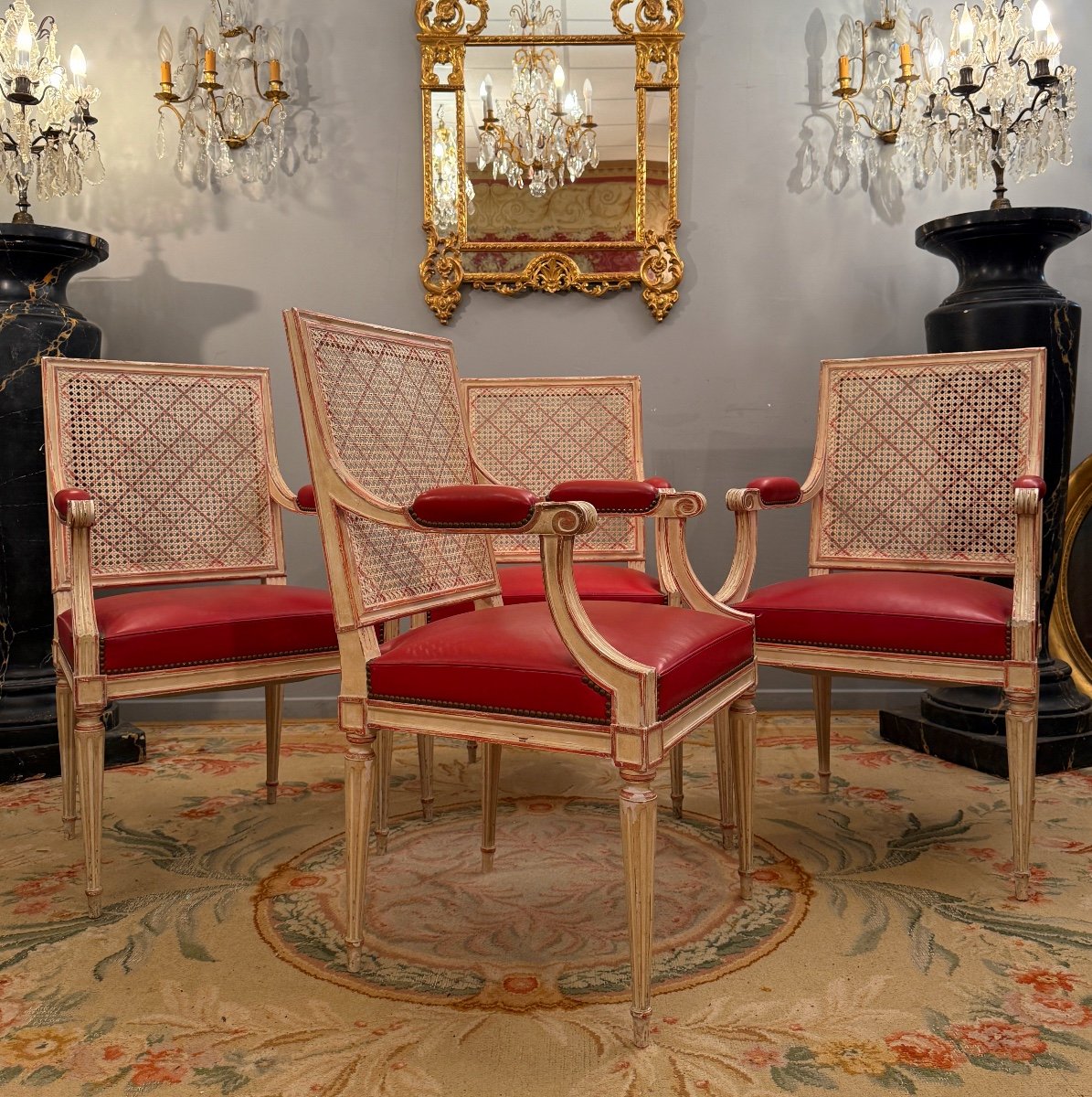 Suite De Quatre Fauteuils De Style Louis XVI Vers 1930-photo-5