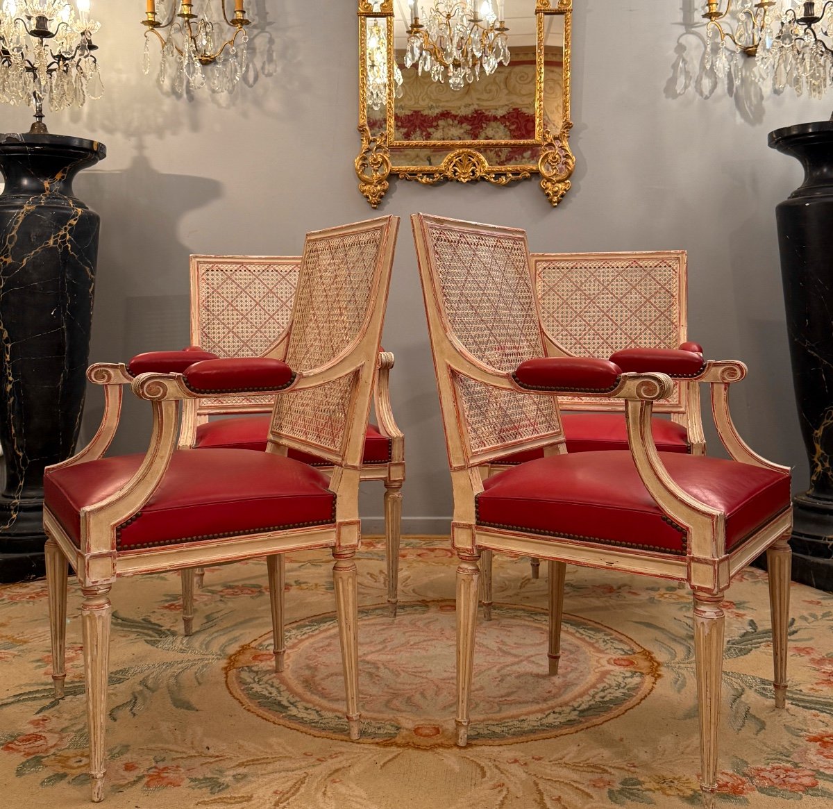 Suite De Quatre Fauteuils De Style Louis XVI Vers 1930-photo-6