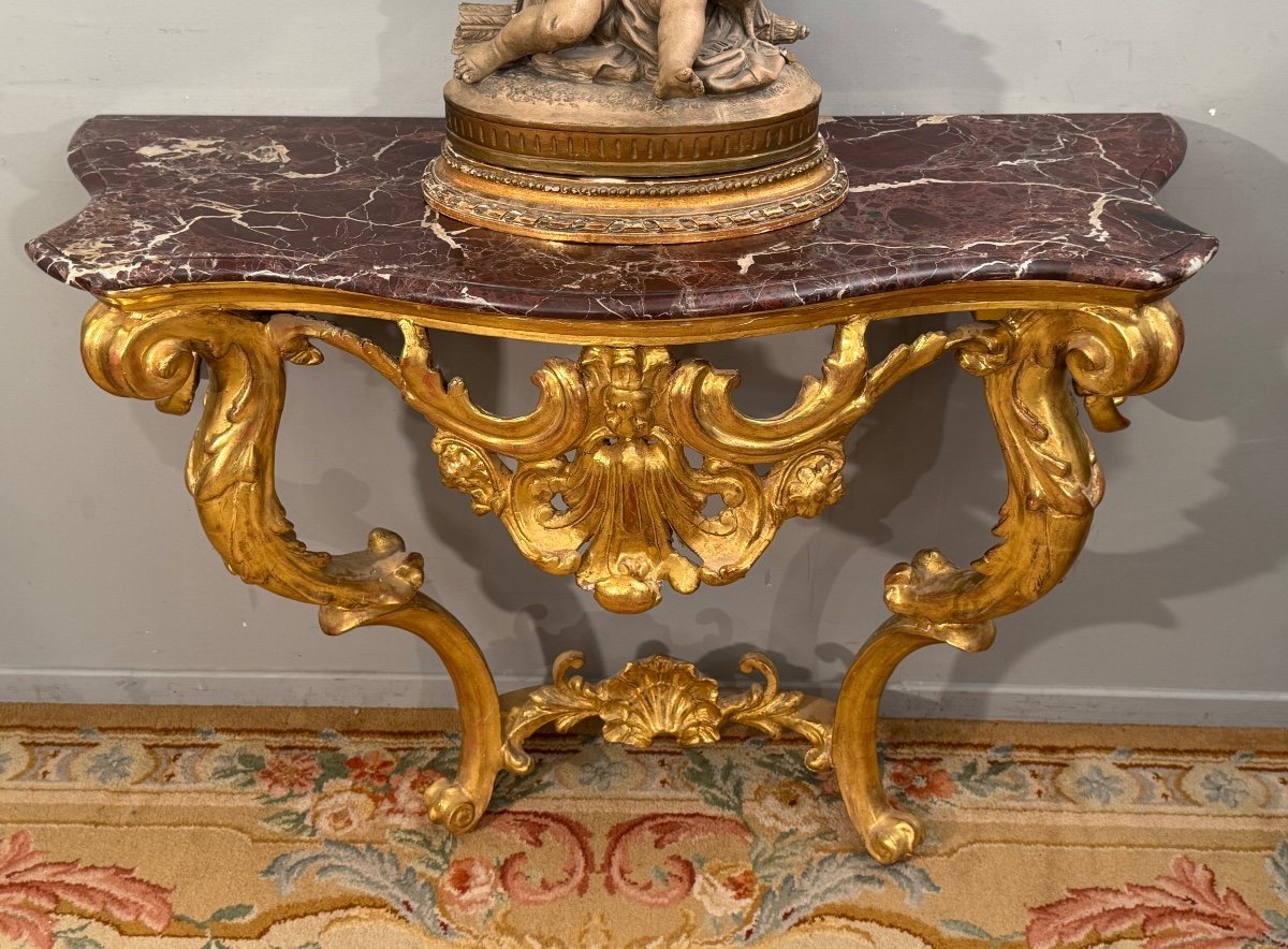 Console En Bois Doré d'Epoque Louis XV Vers 1750-photo-3