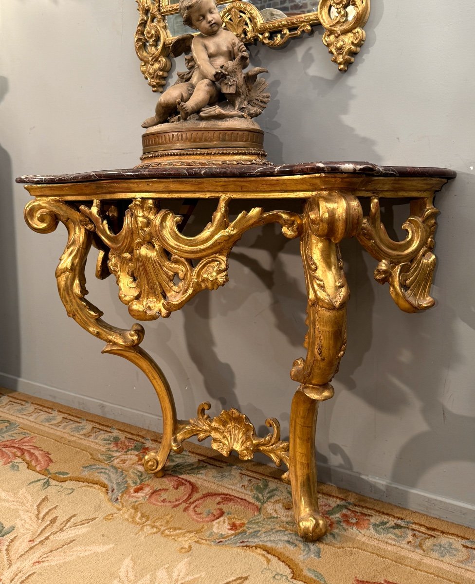 Console En Bois Doré d'Epoque Louis XV Vers 1750-photo-4