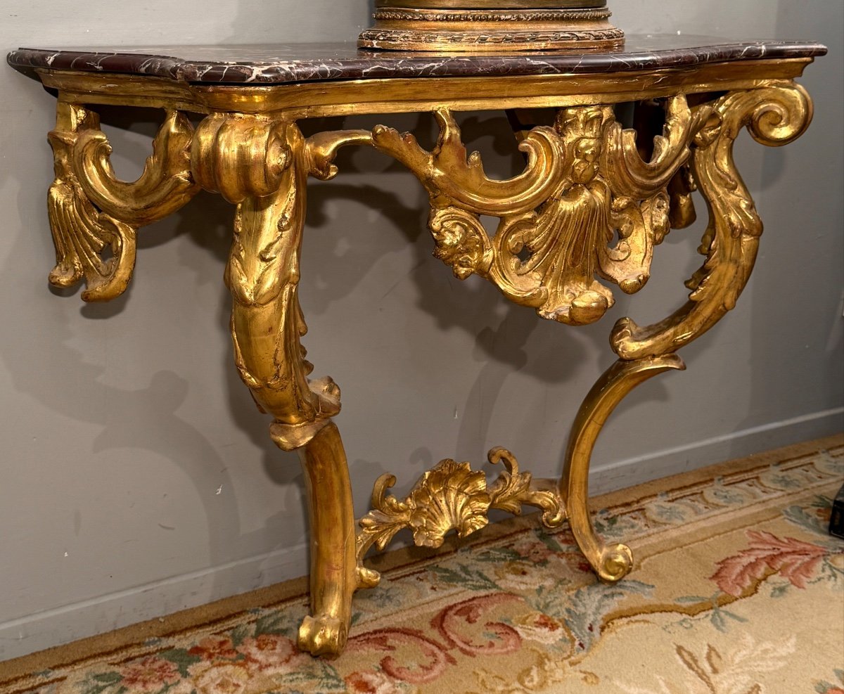 Console En Bois Doré d'Epoque Louis XV Vers 1750-photo-4