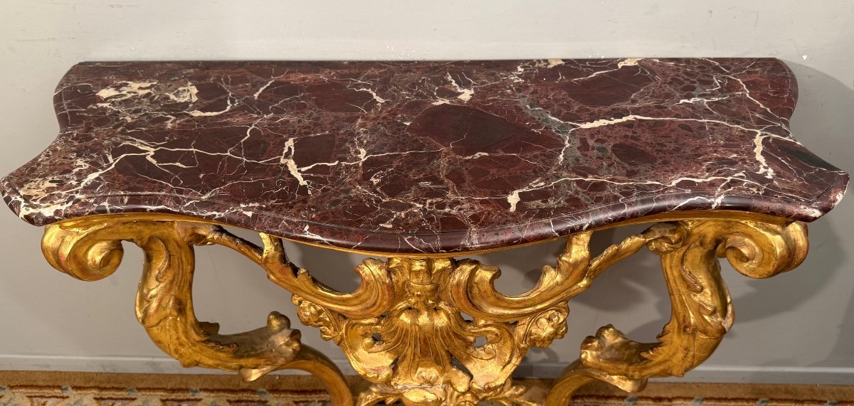 Console En Bois Doré d'Epoque Louis XV Vers 1750-photo-7