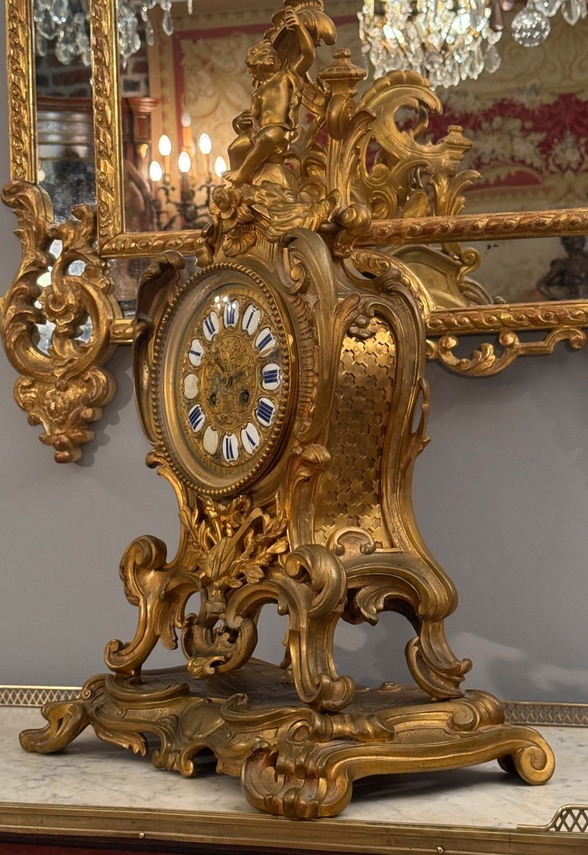 Important Louis XV Style Gilt Bronze Cartel Circa 1880-photo-2