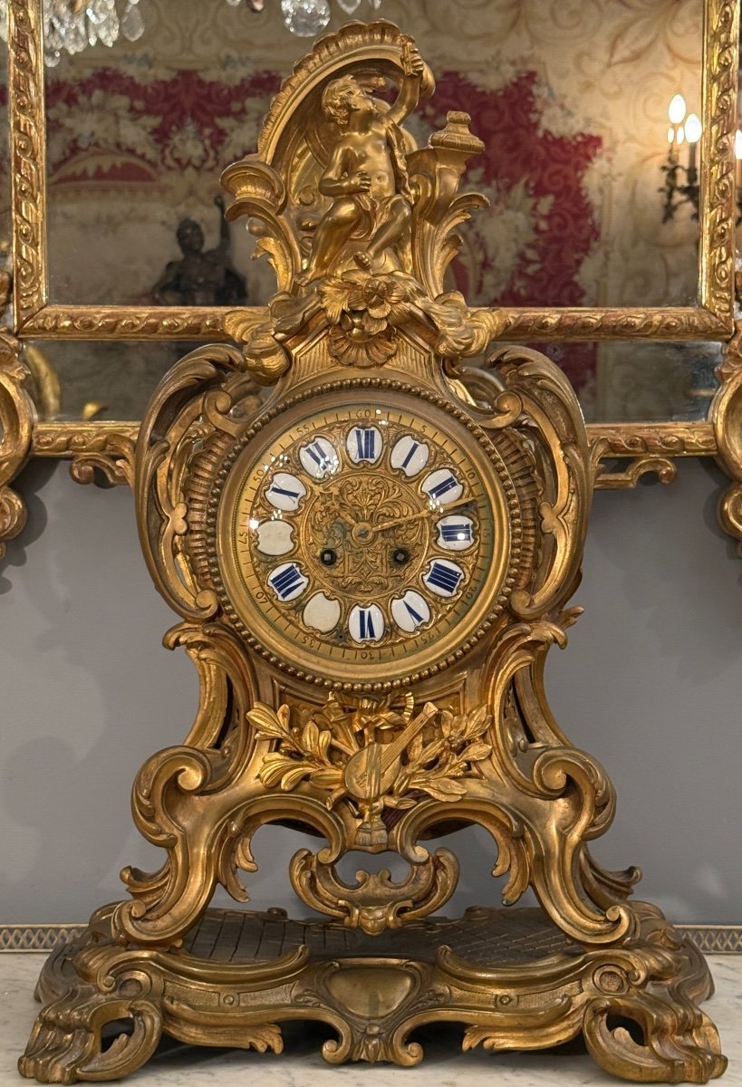 Important Louis XV Style Gilt Bronze Cartel Circa 1880-photo-3