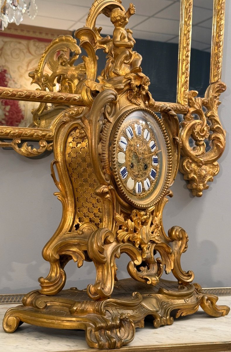 Important Louis XV Style Gilt Bronze Cartel Circa 1880-photo-4