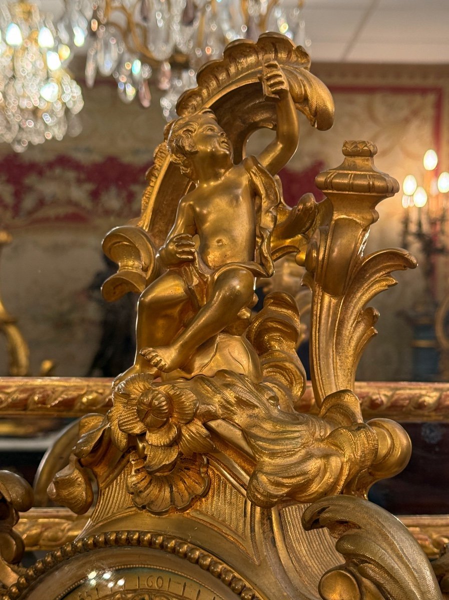 Important Louis XV Style Gilt Bronze Cartel Circa 1880-photo-2