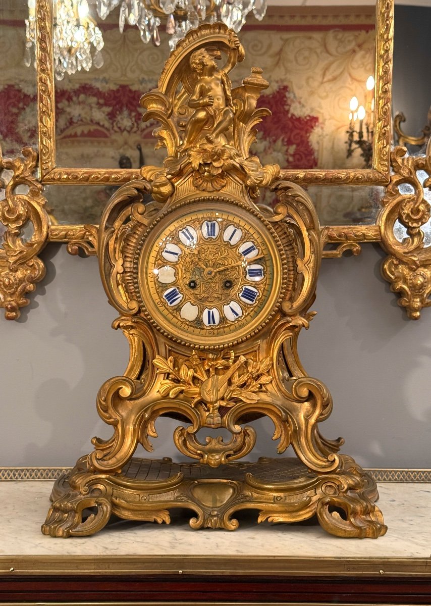 Important Louis XV Style Gilt Bronze Cartel Circa 1880