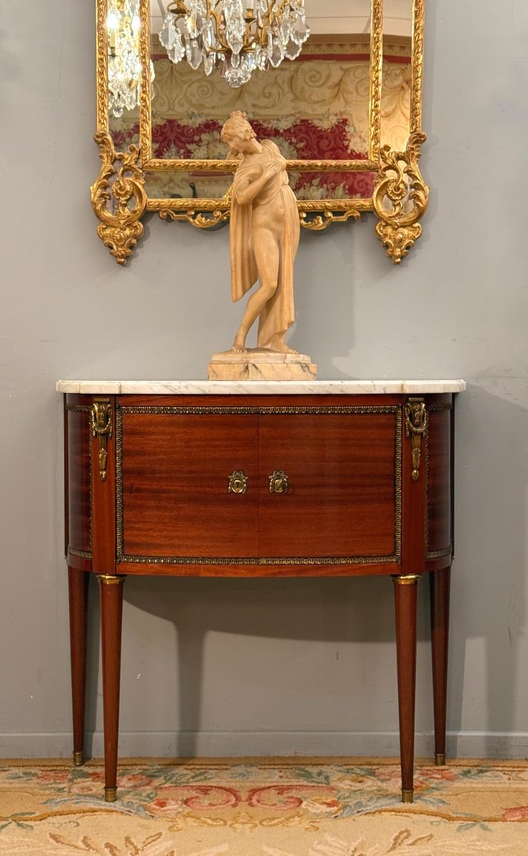 Louis XVI Style Half-moon Chest Of Drawers, Faubourg Work, Circa 1900-photo-4