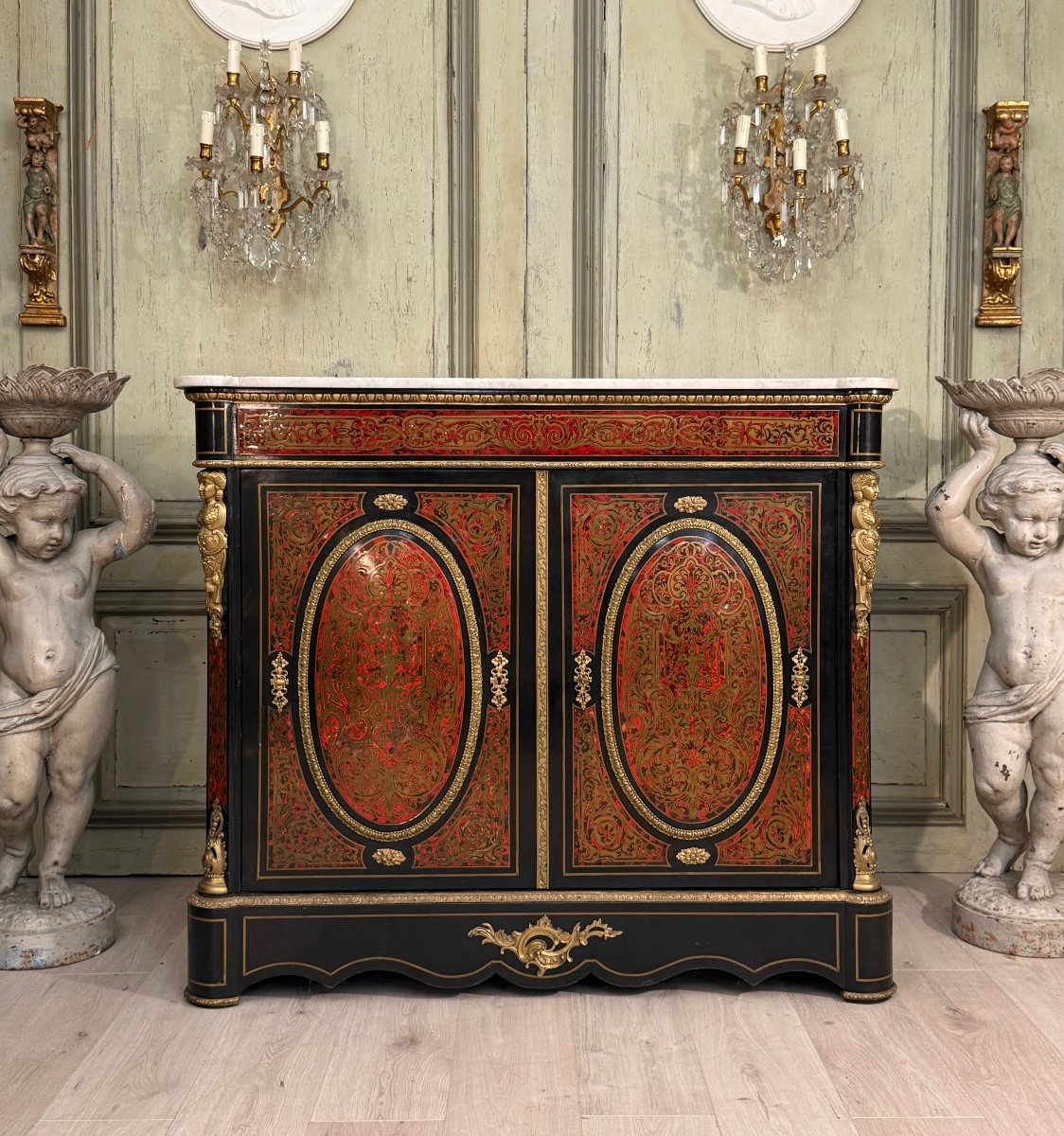 Two-door Sideboard With Boulle Marquetry, Napoleon III Period-photo-3