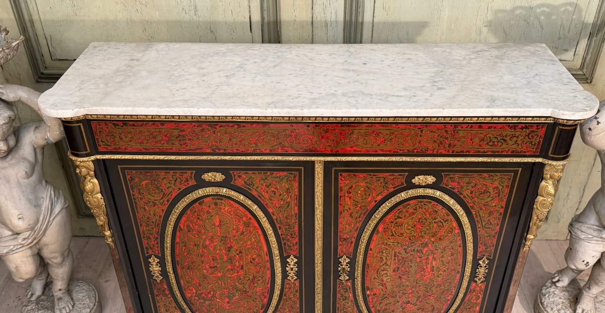 Two-door Sideboard With Boulle Marquetry, Napoleon III Period-photo-1