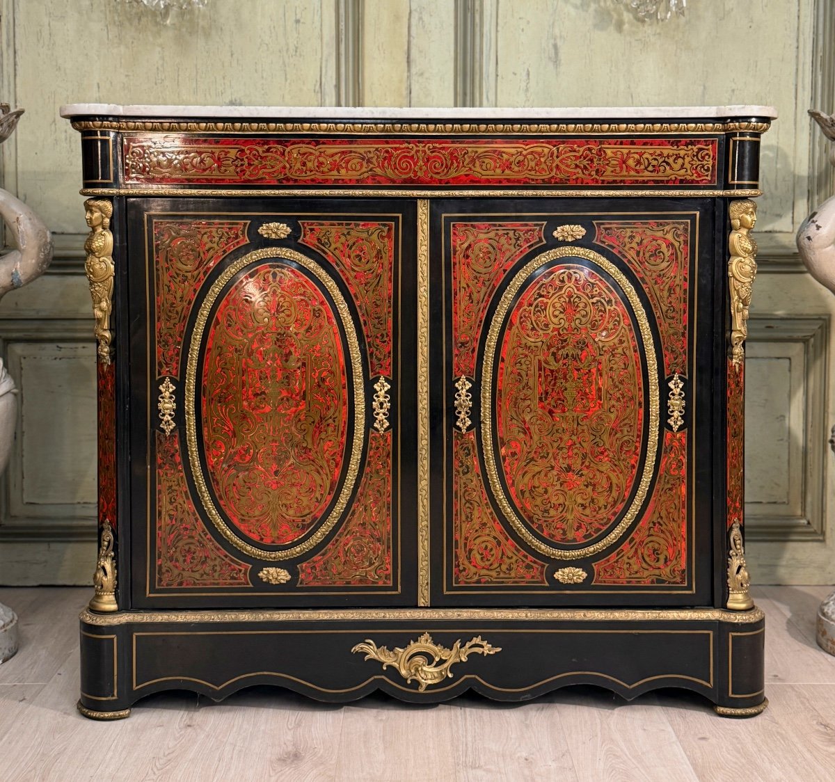 Two-door Sideboard With Boulle Marquetry, Napoleon III Period-photo-4