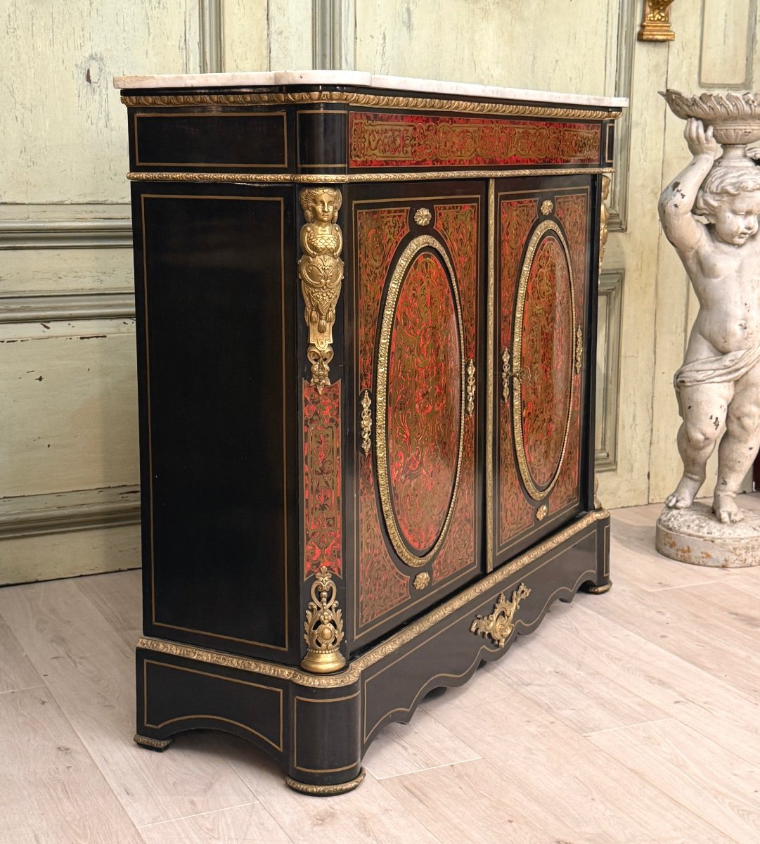 Two-door Sideboard With Boulle Marquetry, Napoleon III Period-photo-6