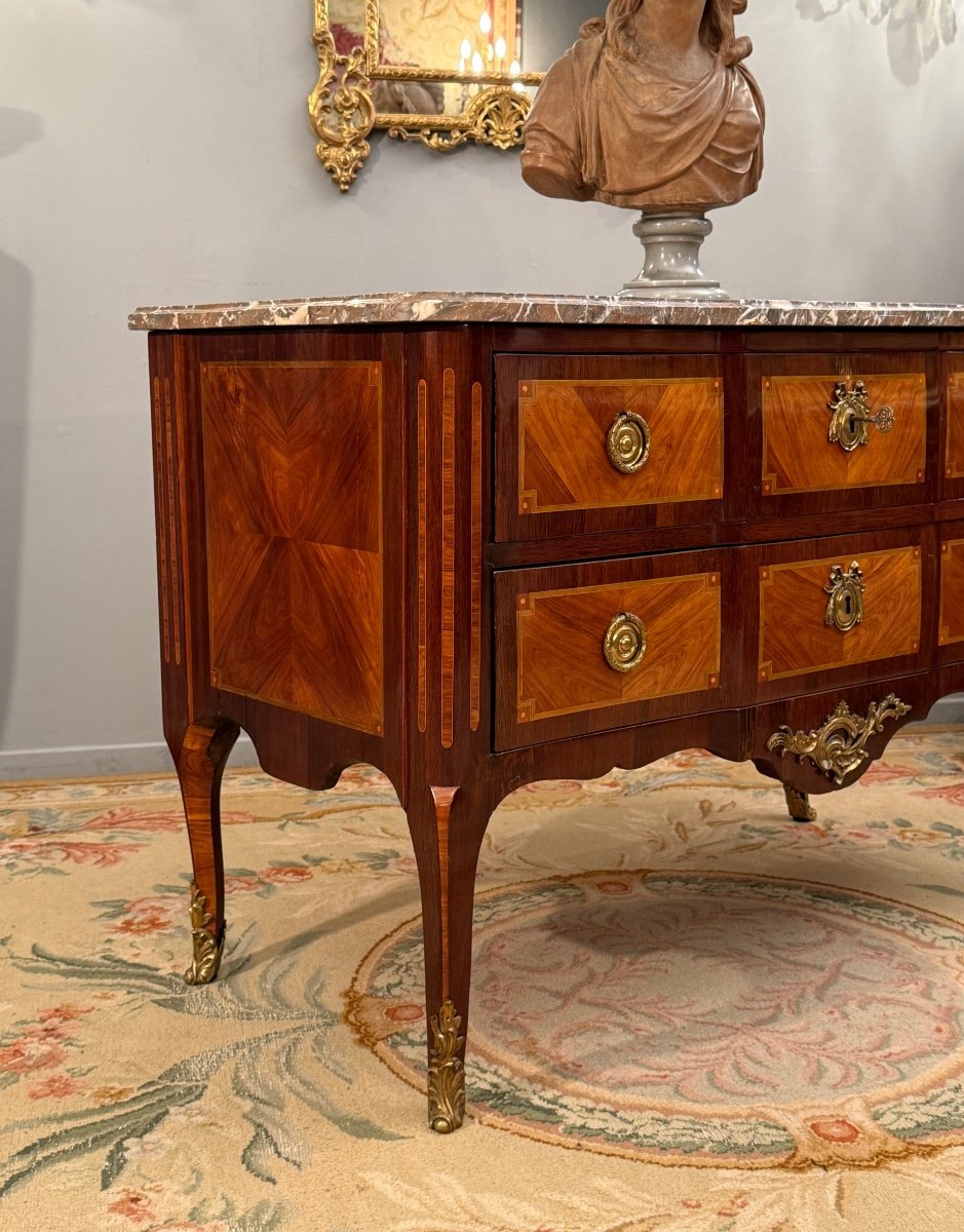 Transition Period Marquetry Chest Of Drawers Circa 1760-photo-1