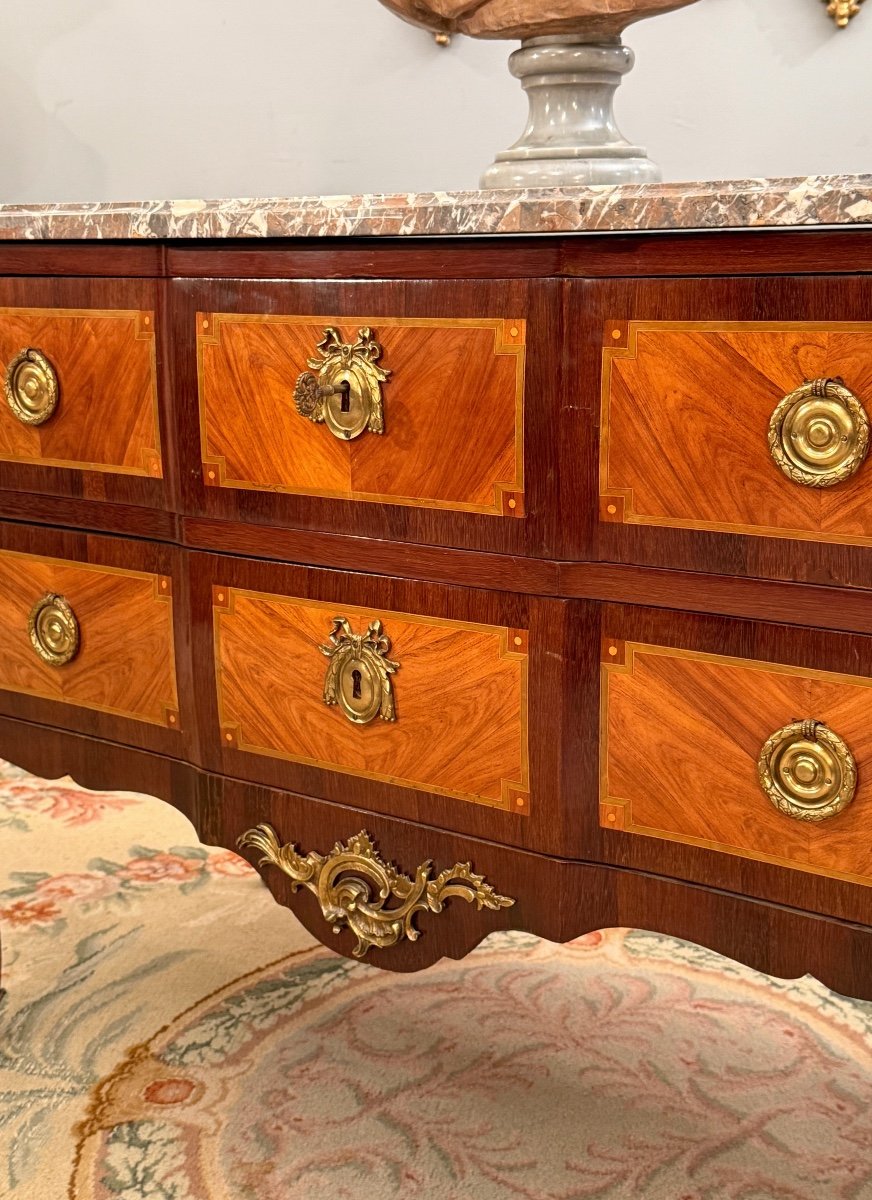 Transition Period Marquetry Chest Of Drawers Circa 1760-photo-2