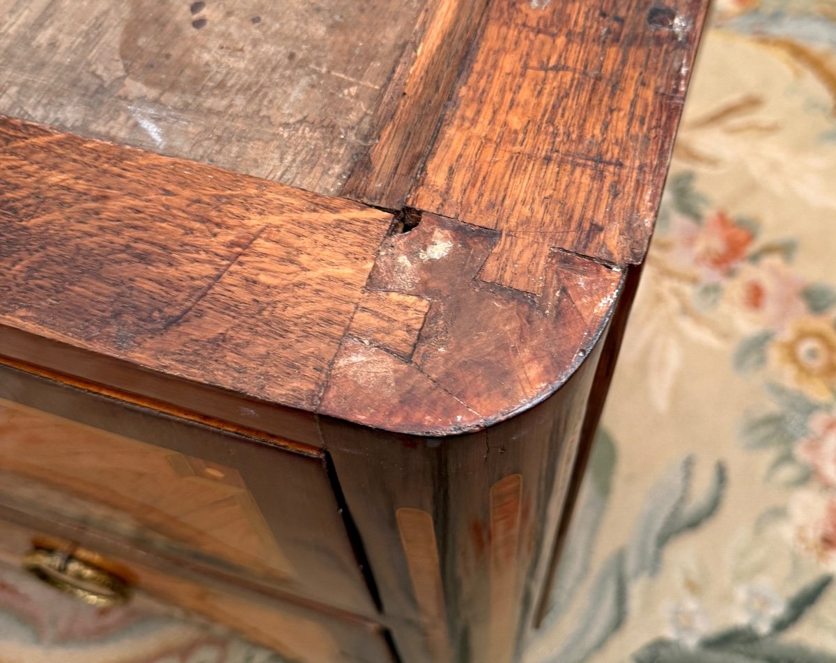 Transition Period Marquetry Chest Of Drawers Circa 1760-photo-3