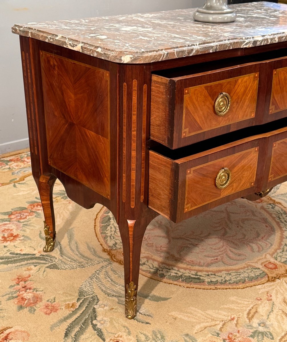 Transition Period Marquetry Chest Of Drawers Circa 1760-photo-4