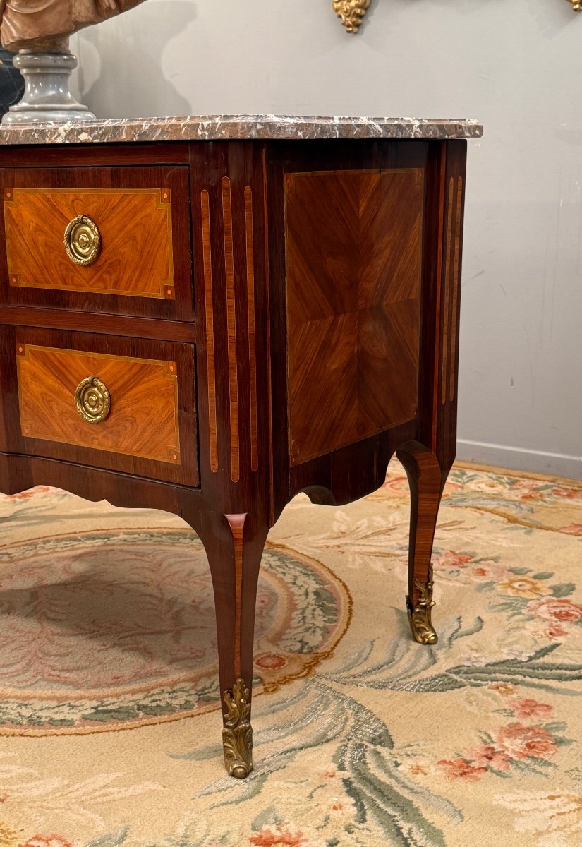 Transition Period Marquetry Chest Of Drawers Circa 1760-photo-6