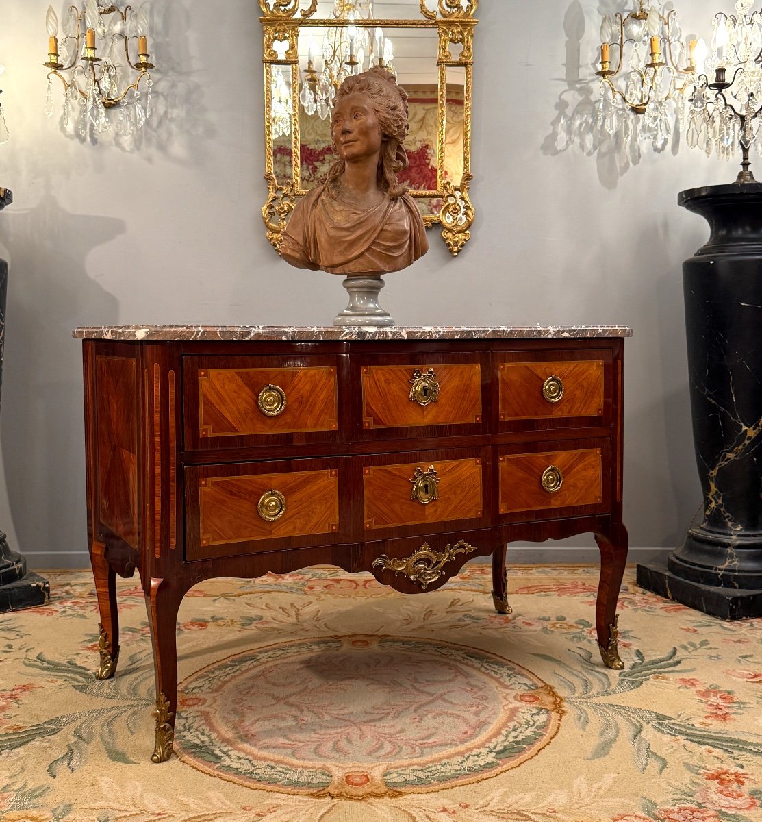 Transition Period Marquetry Chest Of Drawers Circa 1760