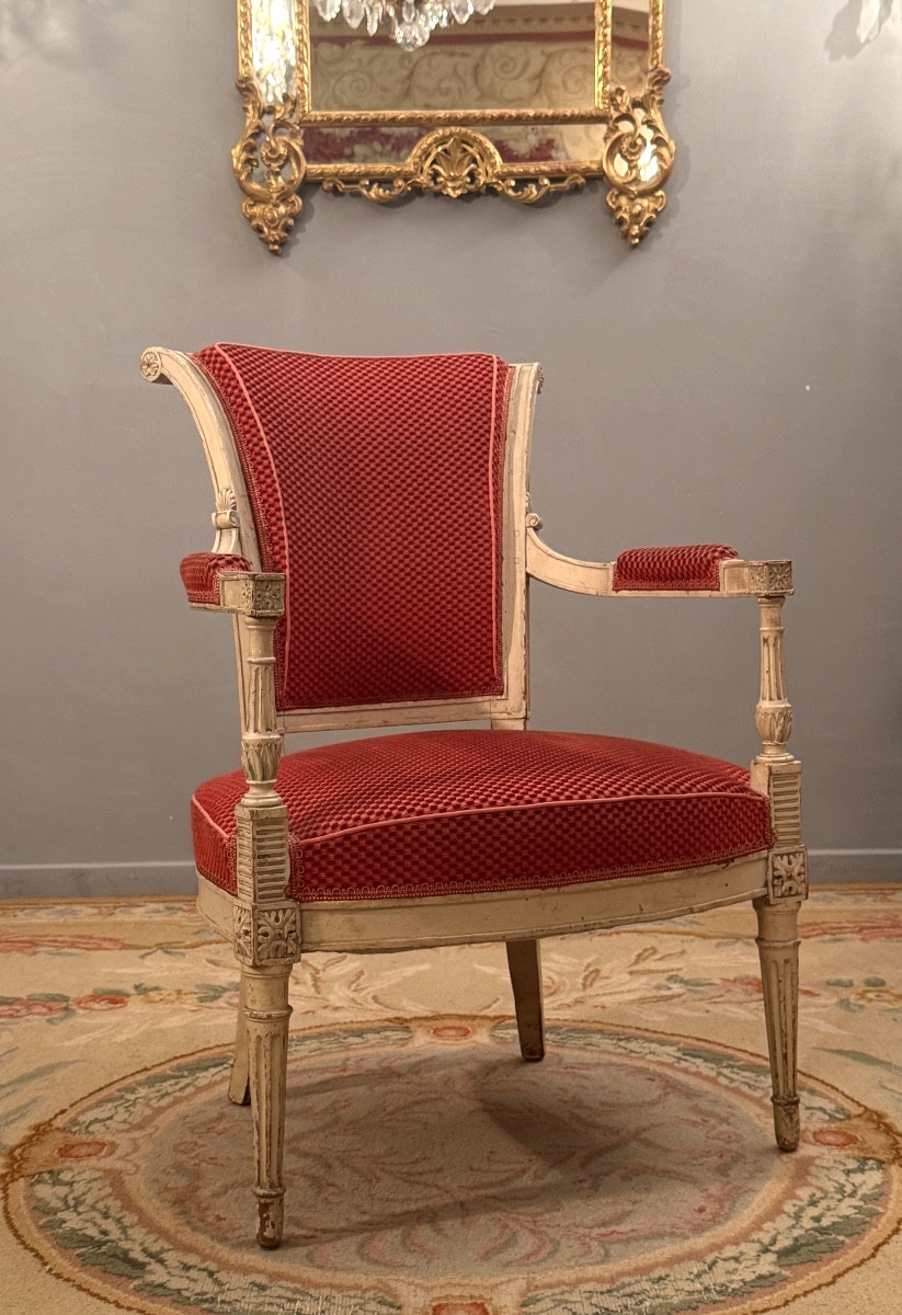 Directoire Period Lacquered Wood Cabriolet Armchair Circa 1795-photo-2