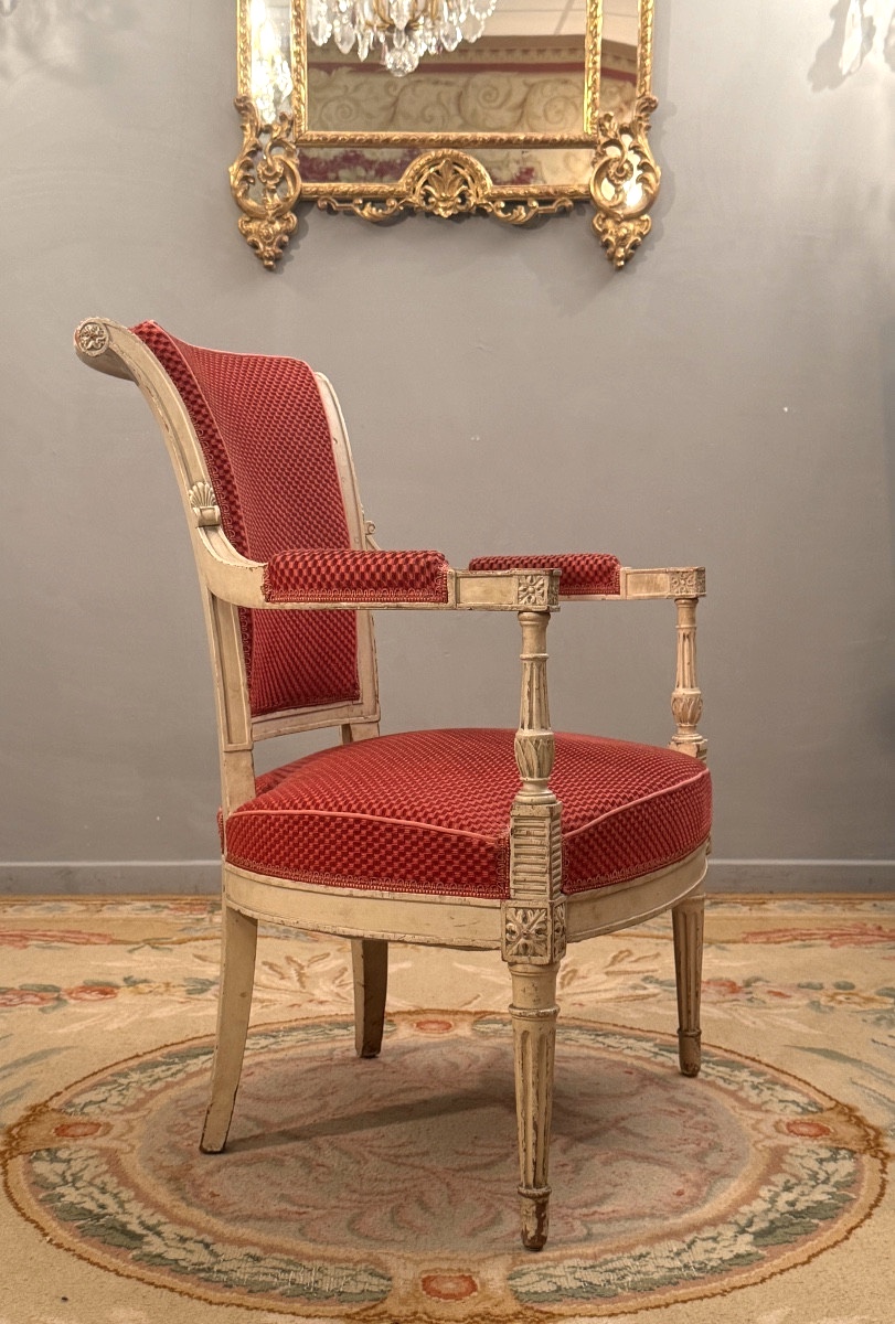 Directoire Period Lacquered Wood Cabriolet Armchair Circa 1795-photo-3