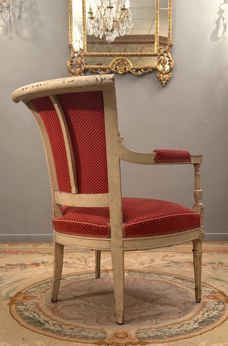 Directoire Period Lacquered Wood Cabriolet Armchair Circa 1795-photo-4