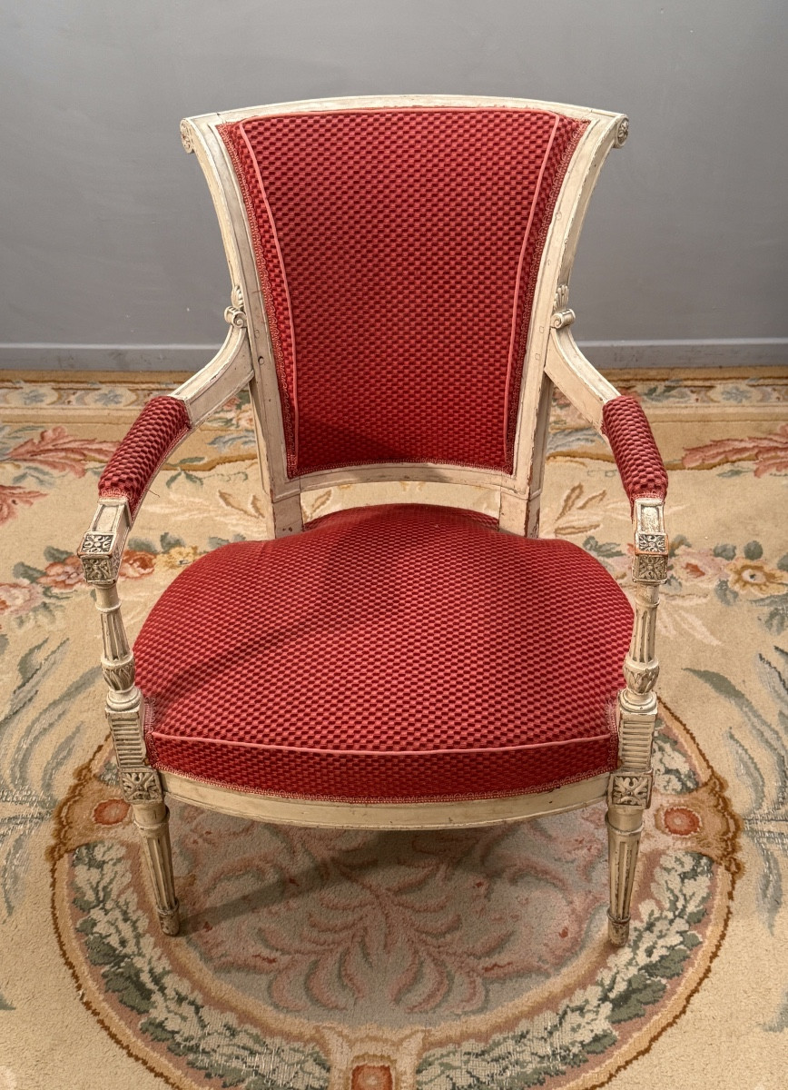 Directoire Period Lacquered Wood Cabriolet Armchair Circa 1795-photo-1