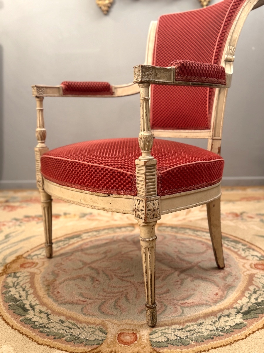 Directoire Period Lacquered Wood Cabriolet Armchair Circa 1795-photo-4