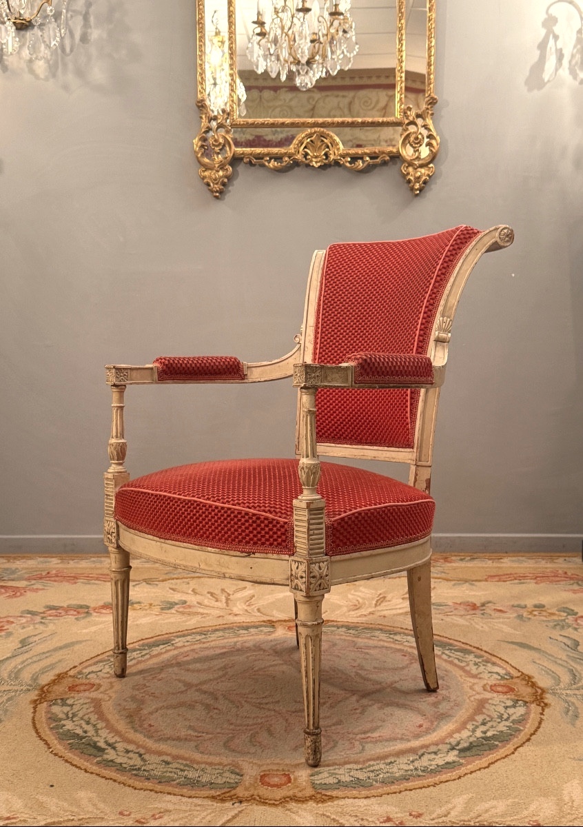 Directoire Period Lacquered Wood Cabriolet Armchair Circa 1795