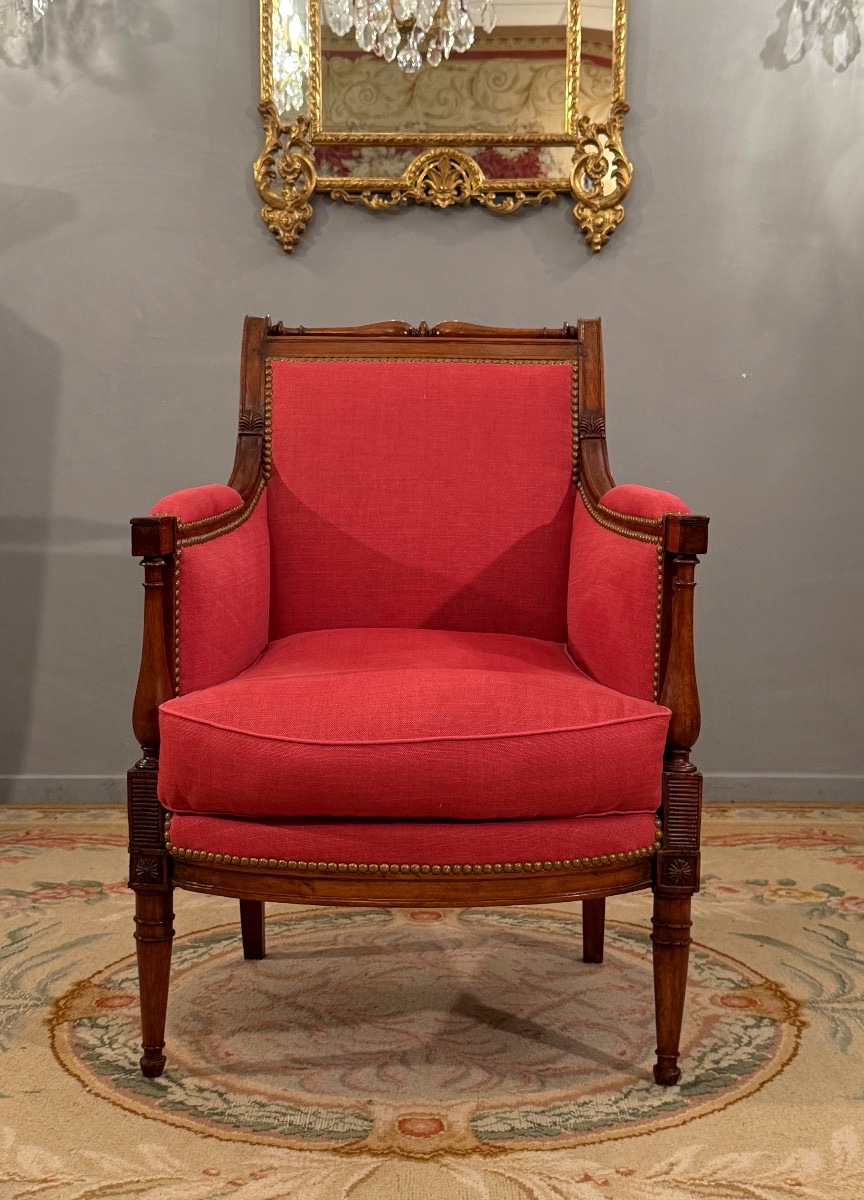 Bergère En Acajou d'Epoque Louis XVI Vers 1780-photo-2