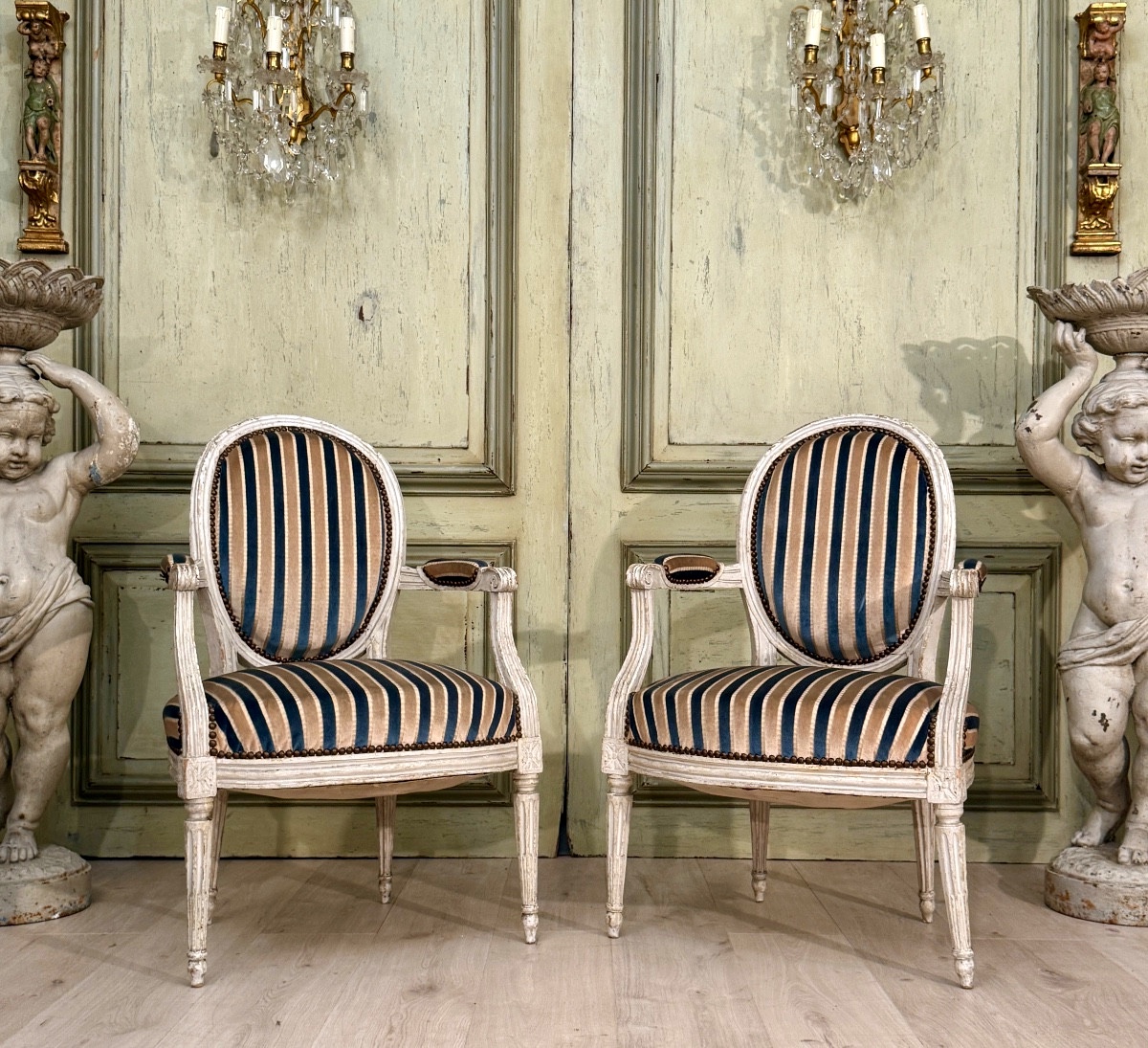 N.L Mariette, Paire De Fauteuils Cabriolet d'Epoque Louis XVI Vers 1780