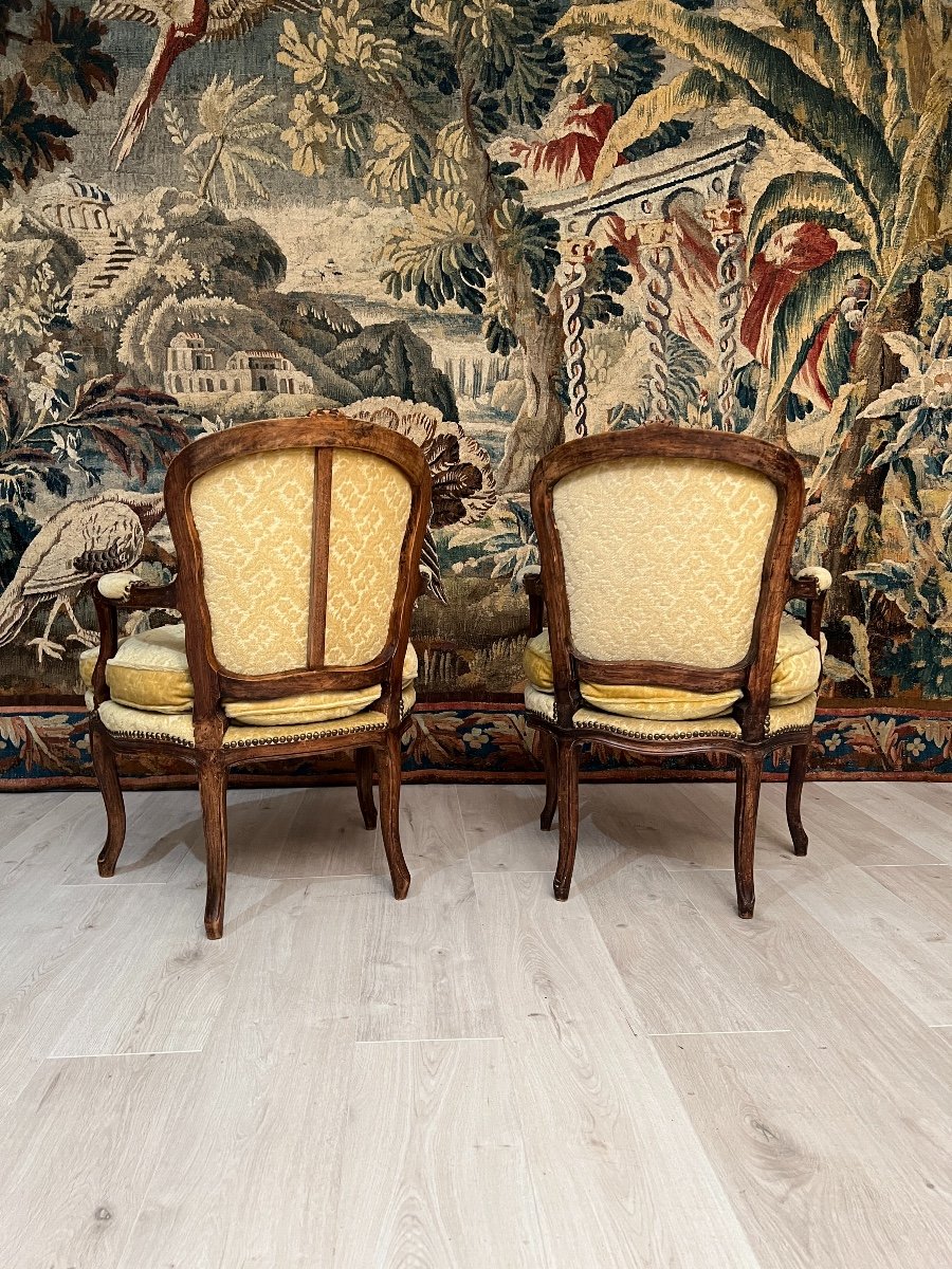 Suite Of 2 Louis XV Style Armchairs XIXth Century-photo-2