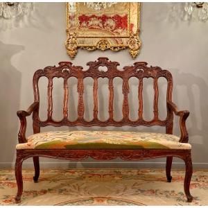 Banquette En Bois Mouluré et Sculpté d'Epoque Régence Vers 1720