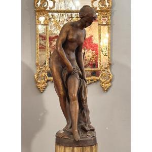 After Etienne Maurice Falconet, Important Cast Iron Sculpture La Baigneuse (1716 - 1791)