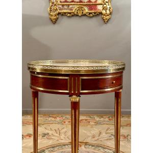 Table Guéridon Bouillotte En Acajou De Style Louis XVI Epoque Napoléon III