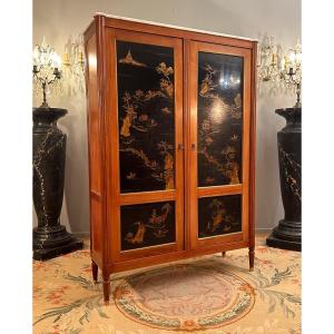 Maison Jansen, Louis XVI Style Chinese Lacquer Wardrobe Circa 1950