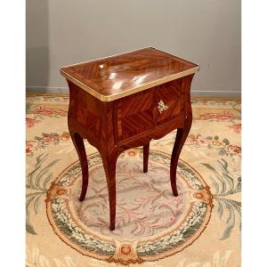 Small Table Between Two In Marquetry, Louis XV Period Around 1750