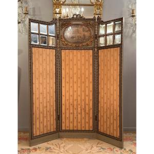 Louis XVI Style Lacquered Wooden Screen, 19th Century