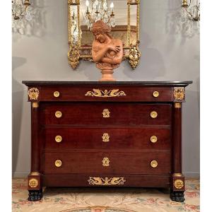 Commode En Acajou d'Epoque Empire Vers 1810