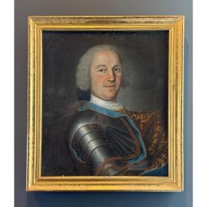 Portrait d'Officier Noble Pastel d'Epoque Transition Vers 1770