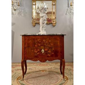 Transition Period Marquetry Chest Of Drawers Circa 1760