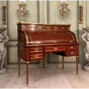 Important Louis XVI Style Mahogany Cylinder Desk Circa 1860